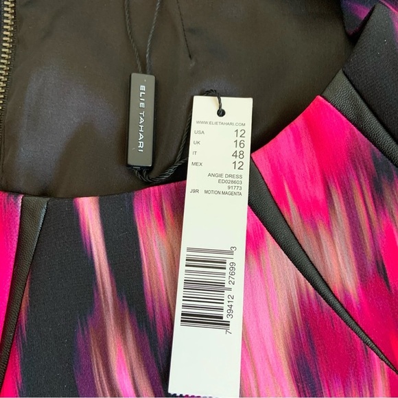 Elie Tahari Pink & Black Angie Dress 12 NWT - Picture 4 of 7